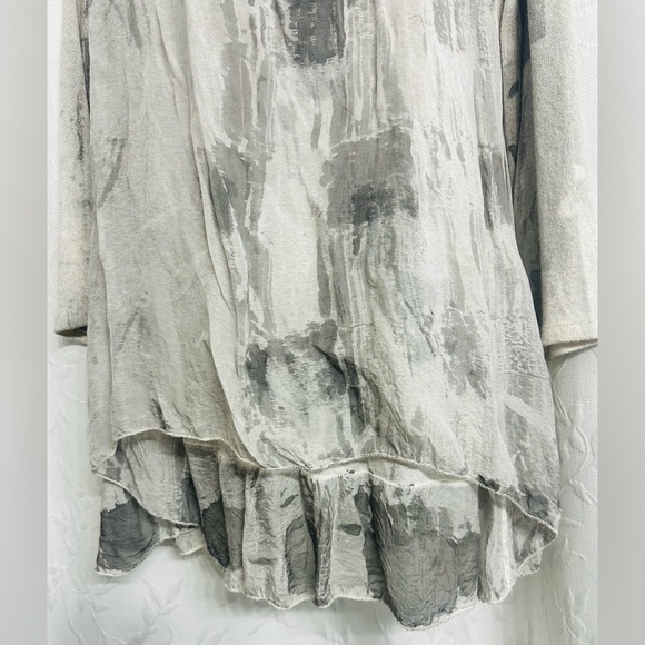 Cherishh Made in Italy Abstract Gray and Cream, Coton and Silk Fabrics Size M - Picture 4 of 9